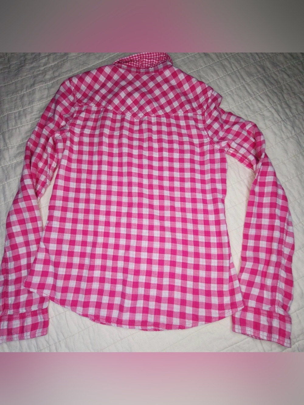 Hollister Pink Checkered Long Sleeve Button Up Shirt Small - Picture 7 of 7